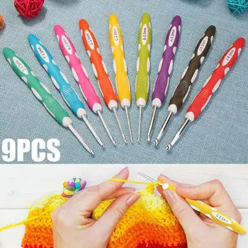 

9pcs / Set Color DIY Handmade Knitting Tools Sweater Aluminum Two-color Needle Crochet Plastic Accessories TPR T7R8
