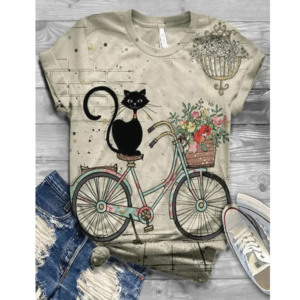 Tshirt Women Plus Size Short Sleeve 3D Animal Printed O-neck Tops Tee T-shirt Ropa Mujer Top Women Harajuku T Shirt Haut Femme