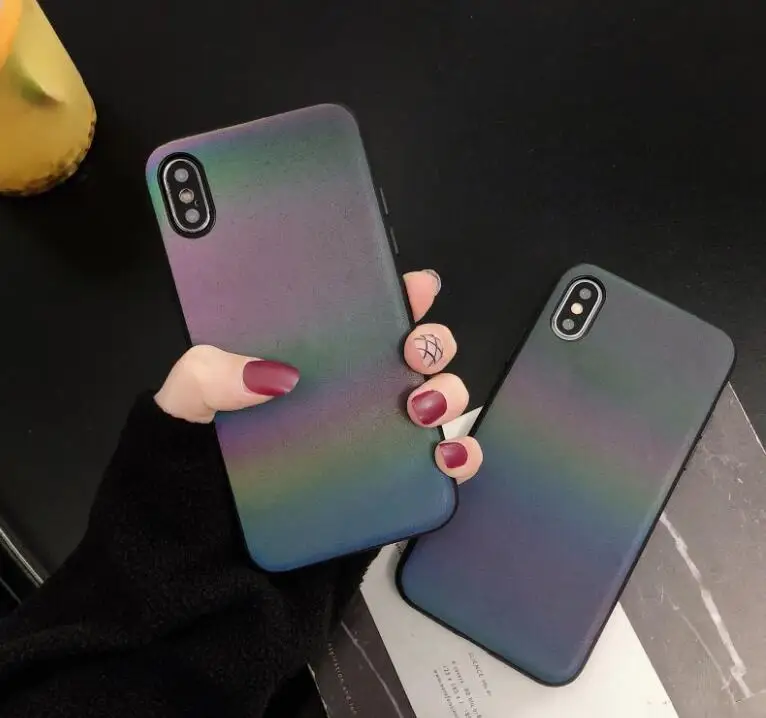 Модный чехол для телефона с радужным градиентом Iphone 11 Pro Xs Max Xr лазерный блестящий