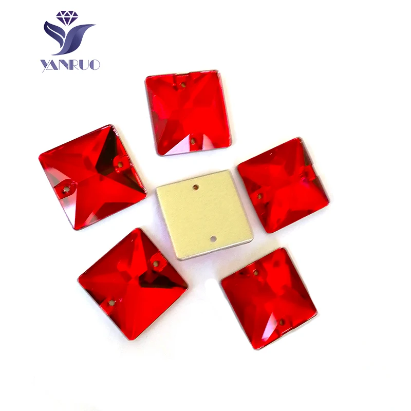 Light Siam YANRUO 3240 квадратная 16 мм 22 мм Форма пришить камни стекло Швейные Стразы AAAAA Кристалл пришить для ювелирных изделий платье одежда - Цвет: Light Siam