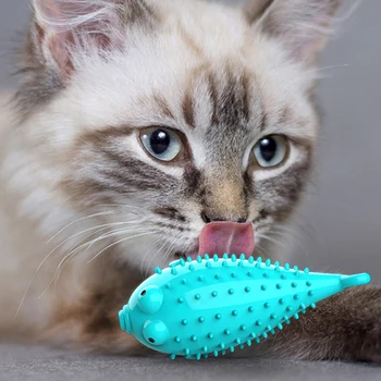 

Fish Shape Cat Toothbrush Refillable Catnip Simulation Fish Teeth Clean Pet Chew Toy PAK55