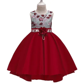 

Girls' dress embroidered skirt bow lovely dress pengpeng silk Princess Dress Party Performance TS77C339