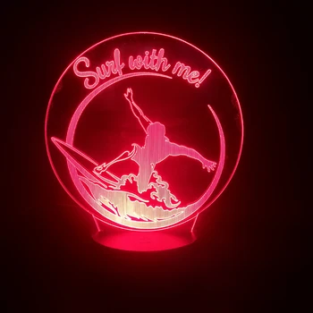 

Sports Surf with Me 3D Lamp Touch Sensor Multi-color with Remote for Room Decorative Personalized Usb Led Night Light Lamp