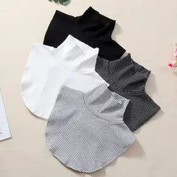 Decorated Ladies Turtleneck Ribbed Knitted False Fake Collar Autumn Winter Windproof Stylish Solid Color Detachable Scarf Wrap