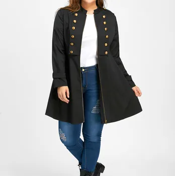 

Women Fashion PlusSize Vintage Longline Coat Double Breasted Flare Windbreaker Trench Top casual outwear office Autumn oversize