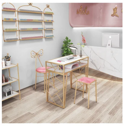 New North Europe and the United States a table and chair set single double special price economic iron net red earth gold manicu