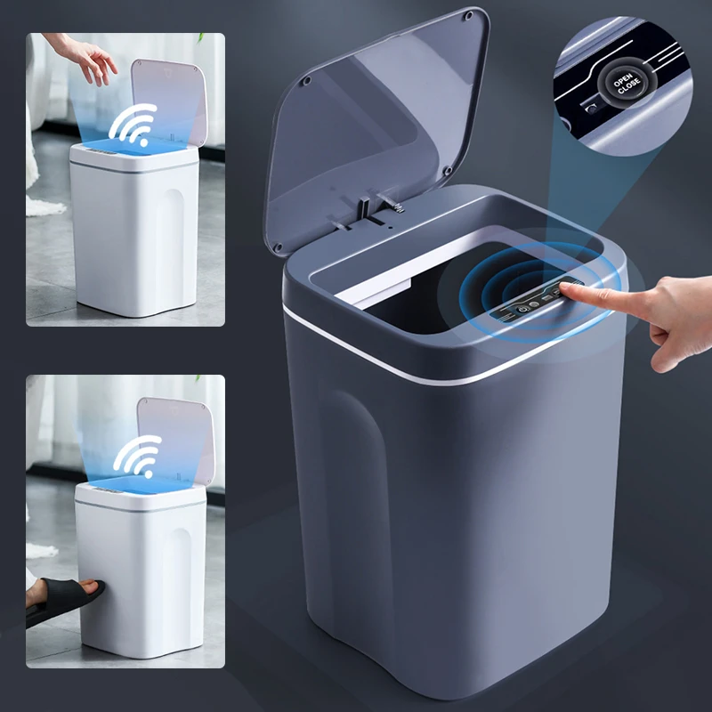 16l Chargeable Smart Trash Can Automatic Rubbish Bin With Motion Sensing Lid Sensor Kitchen Garbage Bin Three Mode Vibration Waste Bins Aliexpress