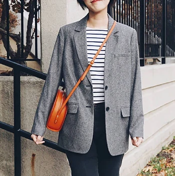 

2020 New Women Business Blazer Coat Notched Long Sleeve Lady Office Wear Coat Top Female Outwear Top With Pockets