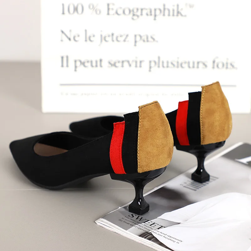 

5221-20 WOMEN'S Shoes 2019 New Style High Heel Shoes Korean-style Thin Heeled Pointed-Toe Versatile Shoes Semi-high Heeled Shall