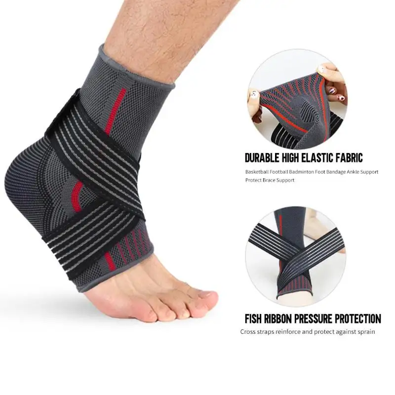 

1 Pair Gym Sports Fitness Unisex Ankle Protector Compression Foot Ankle Support Straps Professional Elastic Compression Relief