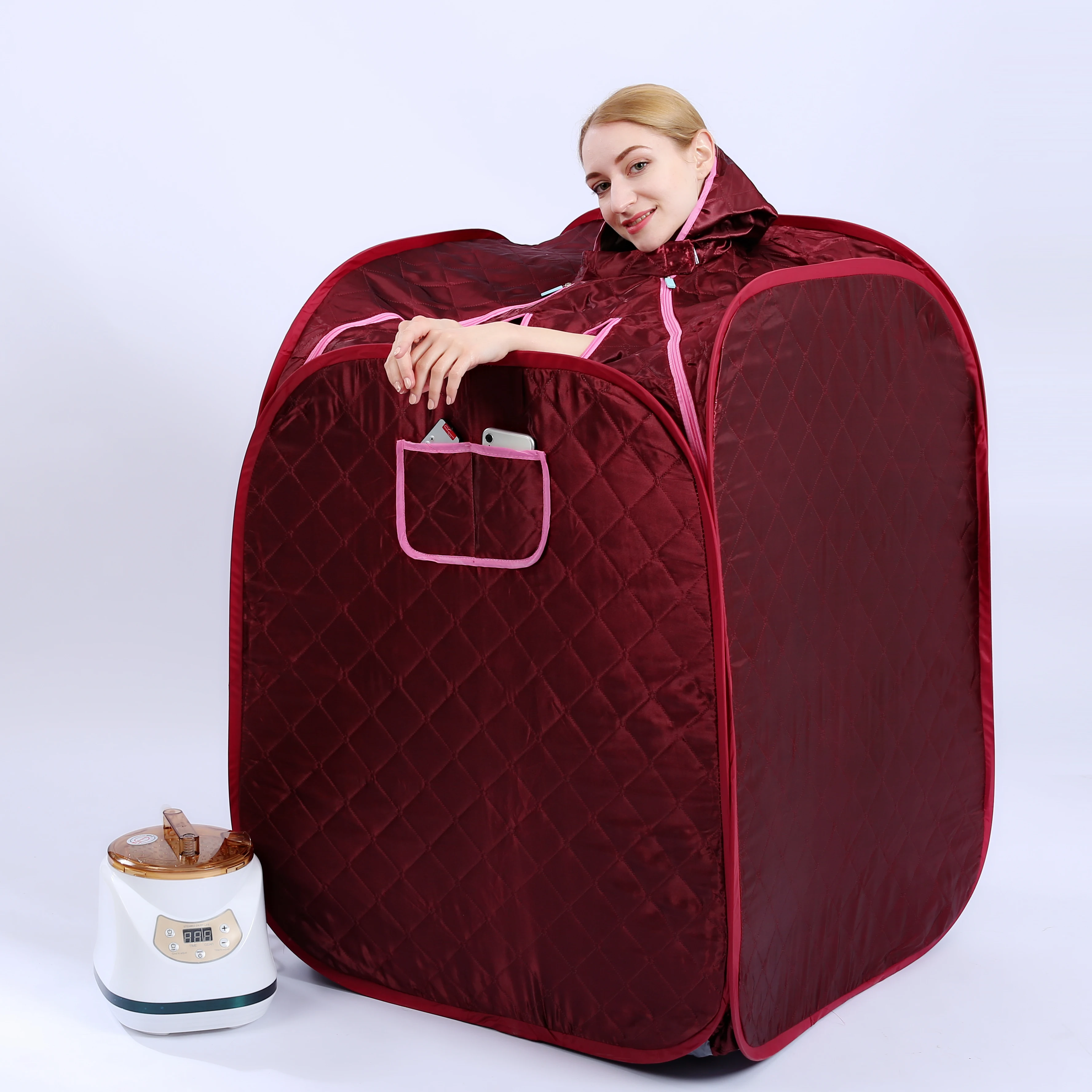 

Steam Sauna Box Steam Generator Portable Steam Sauna Cabin Therapy Detox Lose Weight 2.8L 1500W Health Presevation Flod Sauna