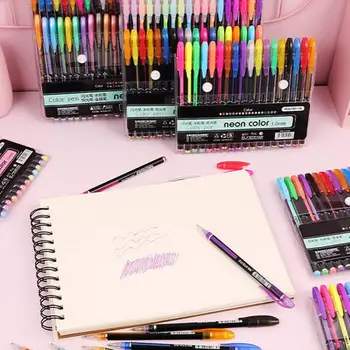 

12/18/24/36/48 Colors Glitter Flash Gel Pens Painting Drawing Tool Stationery
