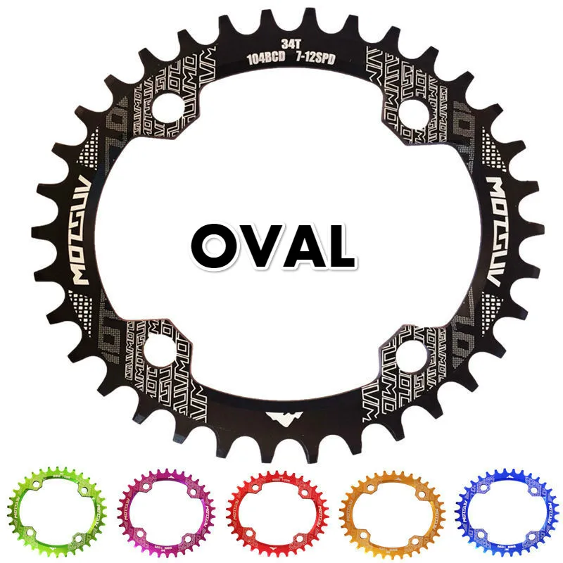 Bicycle Crank 104BCD Oval 32T 34T 36T 38T Chainring Narrow Wide Ultralight MTB Bike Chainwheel Circle Crankset Plates | Спорт и