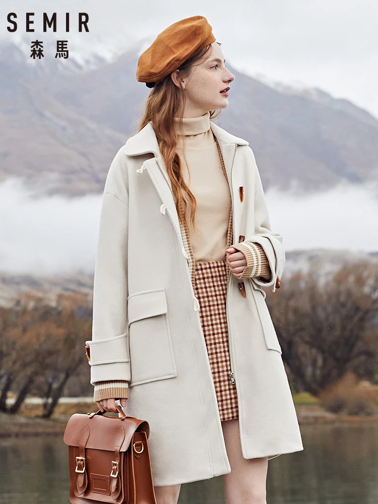 SEMIR 2019 зимнее новое шерстяное пальто женская длинная куртка оверсайз в стиле