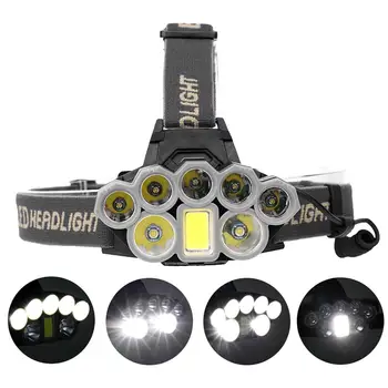 

Ultra Bright 90000 Lumens 2*T6 + 5*XPE + 1*COB LED Headlights USB Rechargeable Waterproof Hunting Hiking Fishing Zoom Head Lamp