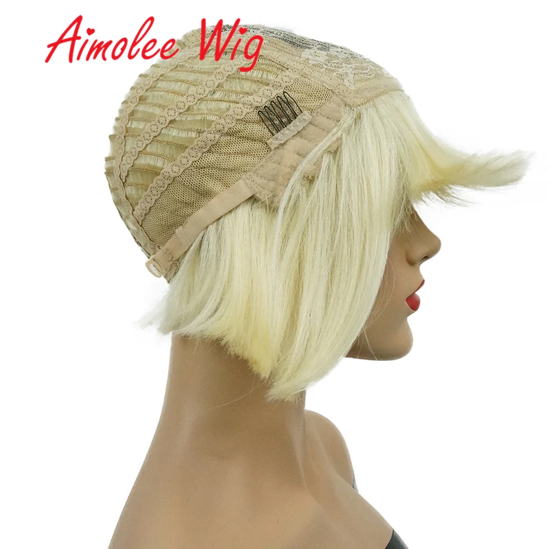Aimolee curto ombre loira bob puro bang