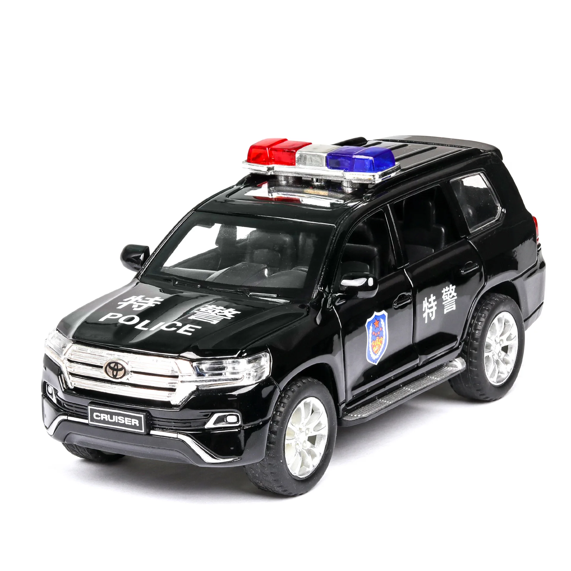

Simulation 1:32 Land Cruiser police alloy model,exquisite die-cast 6-door sound and light back-off vehicle model,free shipping