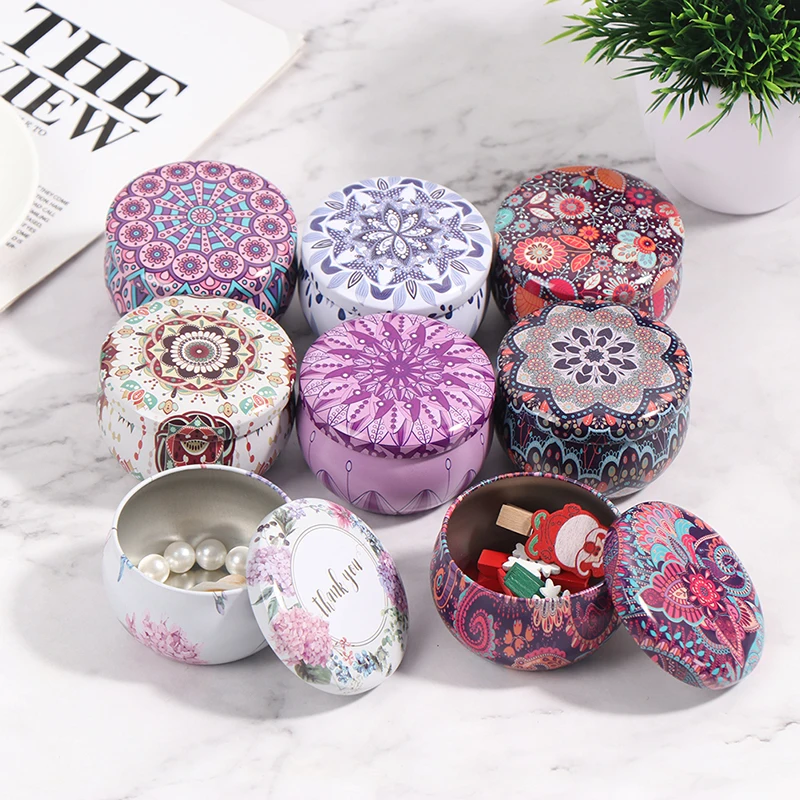 Gift Jewellery Candy Cookie Boxes Small Drum Shape Metal Tins 
