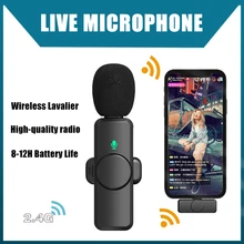 

Wireless Lavalier Microphone Portable Audio Video Recording Mini Mic for iPhone Android Live Broadcast Gaming Phone Microfonoe