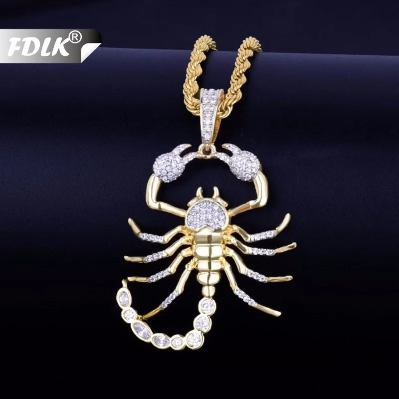 

FDLK Animal Scorpion Hip Hop Pendant with Necklace Bling Mens Necklace Jewelry for Gift