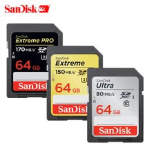 SanDisk Ultra/Extreme Pro sd-карта SDXC/SDHC 64g 128g 256g UHS-I C10 карта памяти 16gb 32gb carte SD Поддержка Официальная проверка