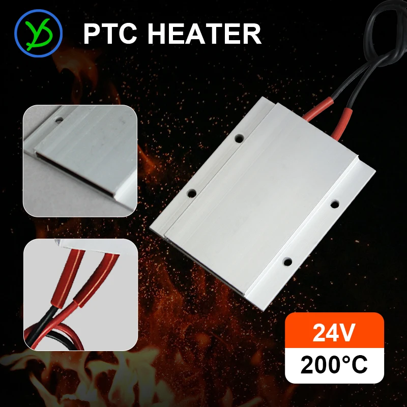 Egg Incubator Heater 24V 200&deg;C AC/DC 150W Aluminum PTC Heating Element Thermostat Plate 77*62*6mm
