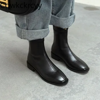

winter The New fashion British style Square head Thick heel Martin boots black brown gray Simplicity temperament Women boots