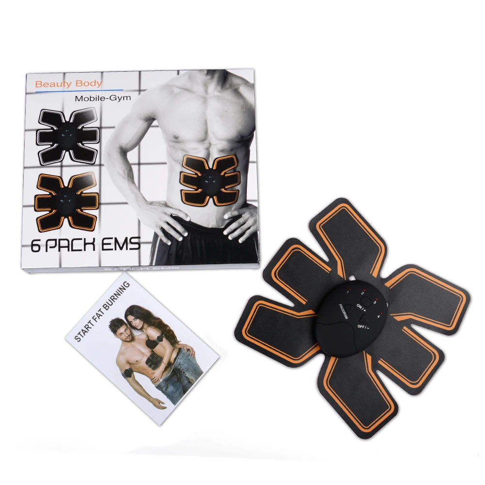 yellow 6PADS ab EMS Для мужчин и женщин полезный Электрический тренажер брюшной мышцы массаж тела подходит для тренировок шеститочечная накладка на живот массажер Красота Инструменты KXS-12 - Цвет: yellow 6PADS ab EMS