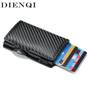 

High Quality Rfid Leather Men Wallets Card Holder Money Bags 2020 Black Magic Trifold Slim Mini Wallet Metal Small Male Purses