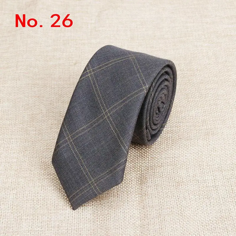 Модный мужской цветной галстук, хлопковые официальные рубашки, одноцветные галстуки, узкий галстук, тонкий галстук, повседневные Галстуки для мужчин, клетчатый галстук - Цвет: 26