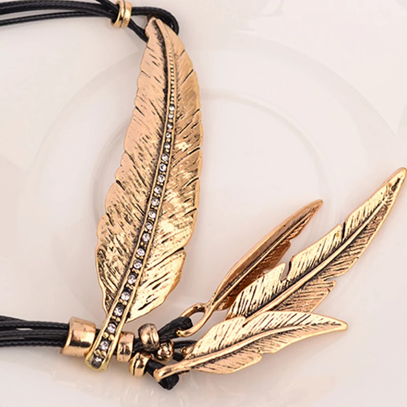 SUMENG Hot Sale New Fashion Bohemian women girl Alloy Feather Antique Vintage Time Necklace Sweater Chain Pendant Jewelry Gifts