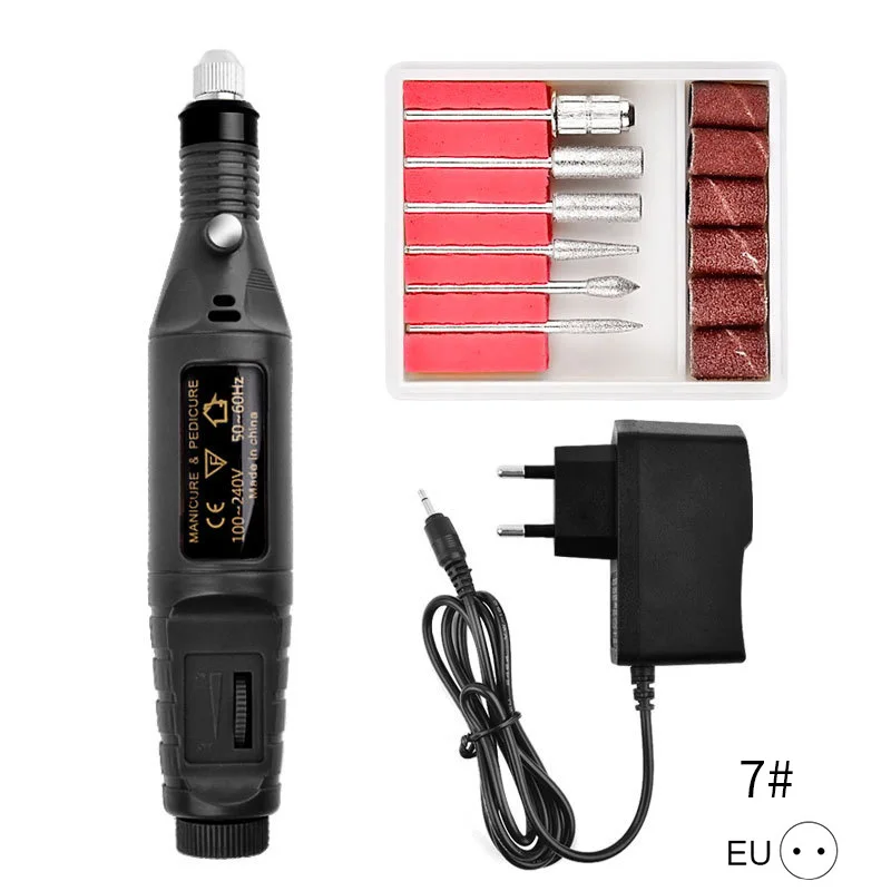 Set 20 Black EU 3000/35000 об/мин электрические сверла для ногтей Маникюрный пилочка для ногтей шлифовальный Педикюр оборудование профессиональный инструмент - Цвет: Set 20 Black EU