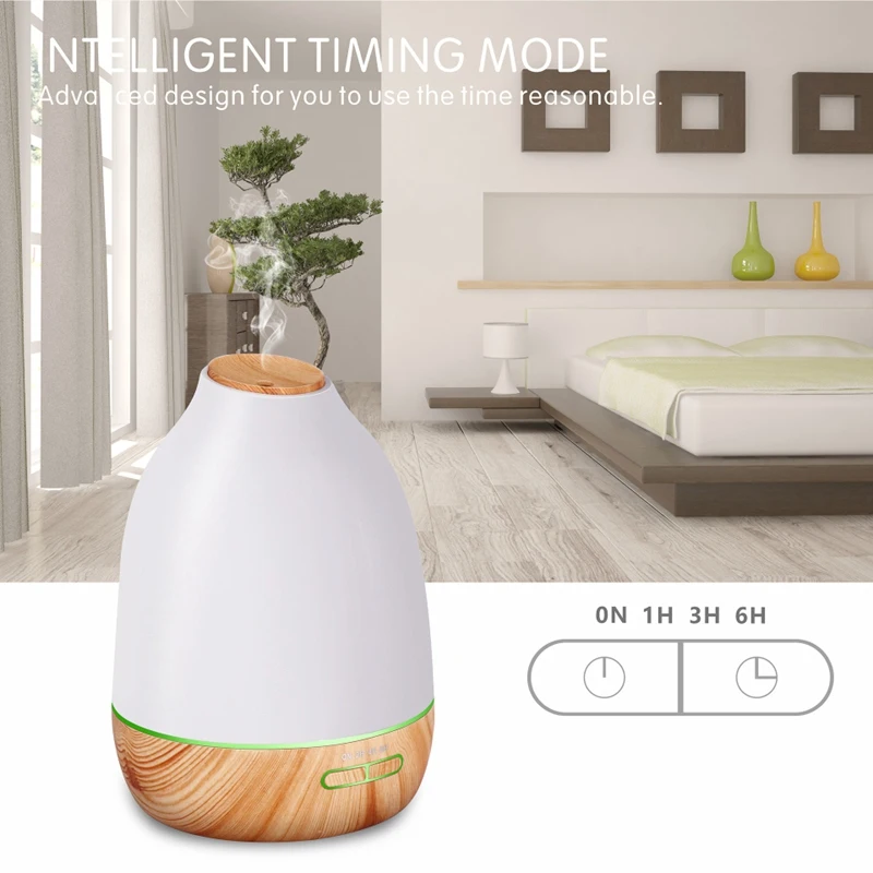 

Colorful Led Light Essential Oil Diffuser Wood Grain Humidifier Ultrasonic Adjustable Aroma Diffuser Cool Mist With Water less
