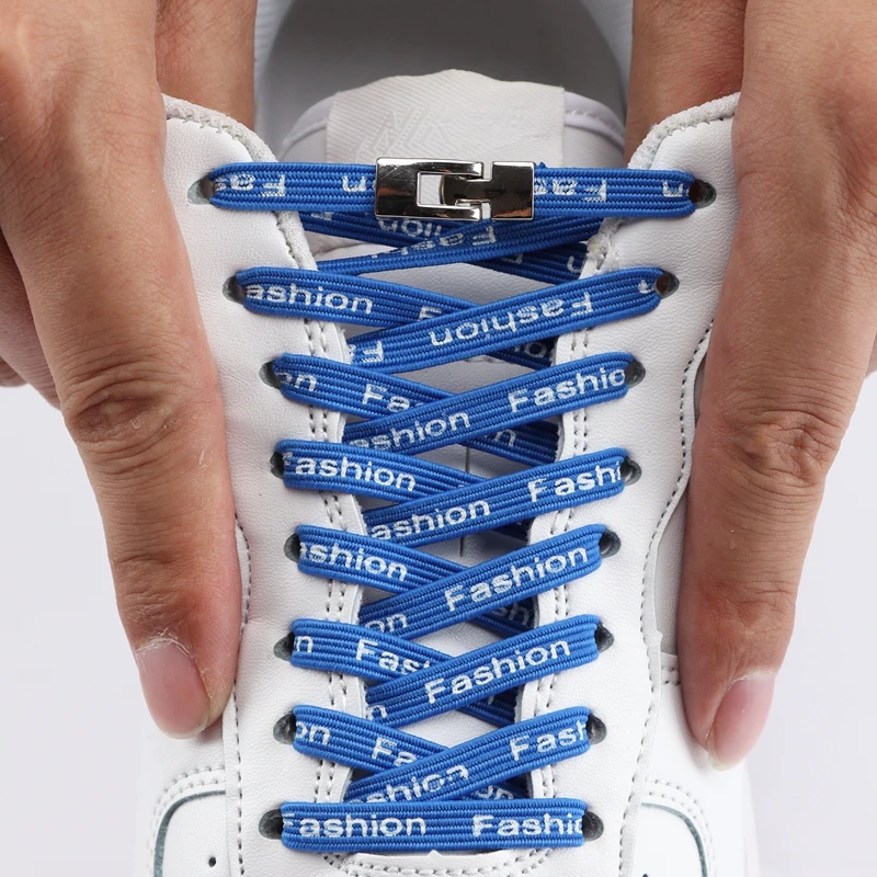 

New No tie shoelaces Metal lock cross buckle Flat Elastic shoelace Suitable for all shoes Children and adults Lazy laces 1 Pair