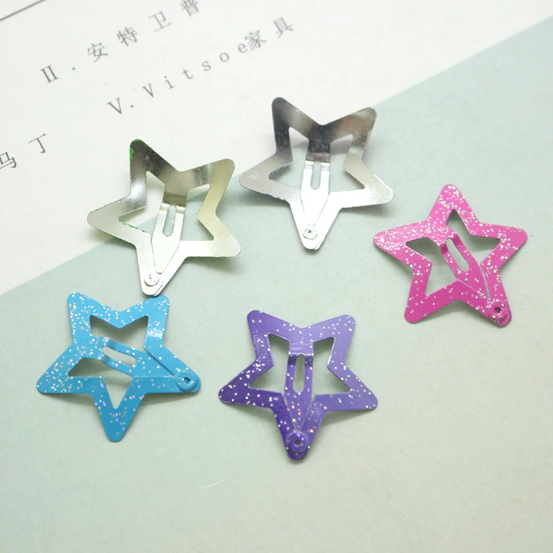 12PCS/Set Beautiful Kids Pentagram Hair Clips Glitter BB Clips Butterfly Colorful Children Asymptotic Color Star Clips