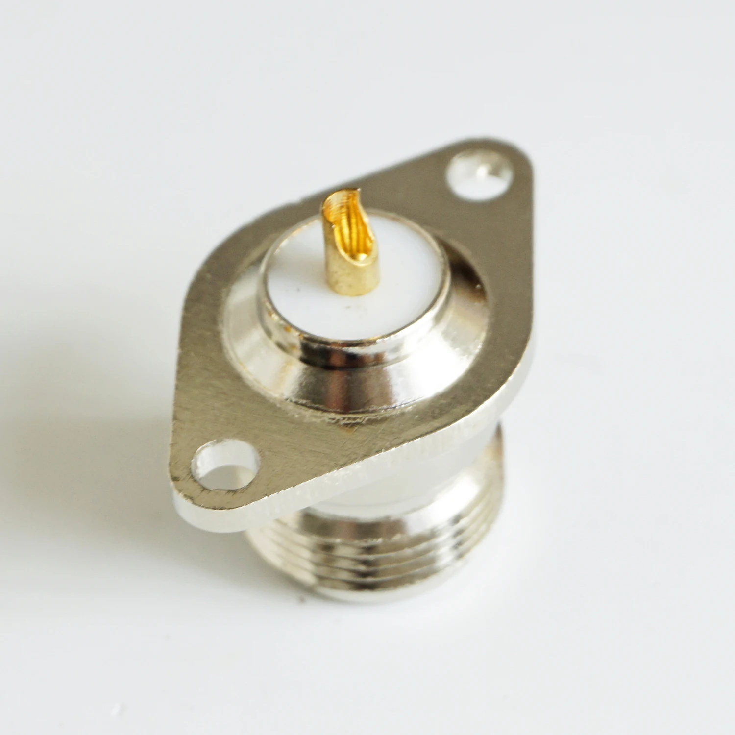 

1 Pcs Connector N Female With 2 Hole Flange Panel Chassis Mount deck PTFE Solder Rhombic copper RF Coax Adapters