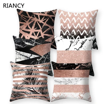 

Cushion Cover Rose Gold Pink Pillowcase Geometric Marble Polyester Throw Pillow Sofa Living Room Decoration Pillowcover 40552