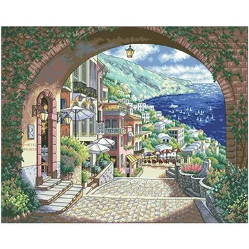 

Seaside city patterns Counted Cross Stitch 11CT 14CT 18CT DIY Chinese Cross Stitch Kits Embroidery Needlework Sets home decor