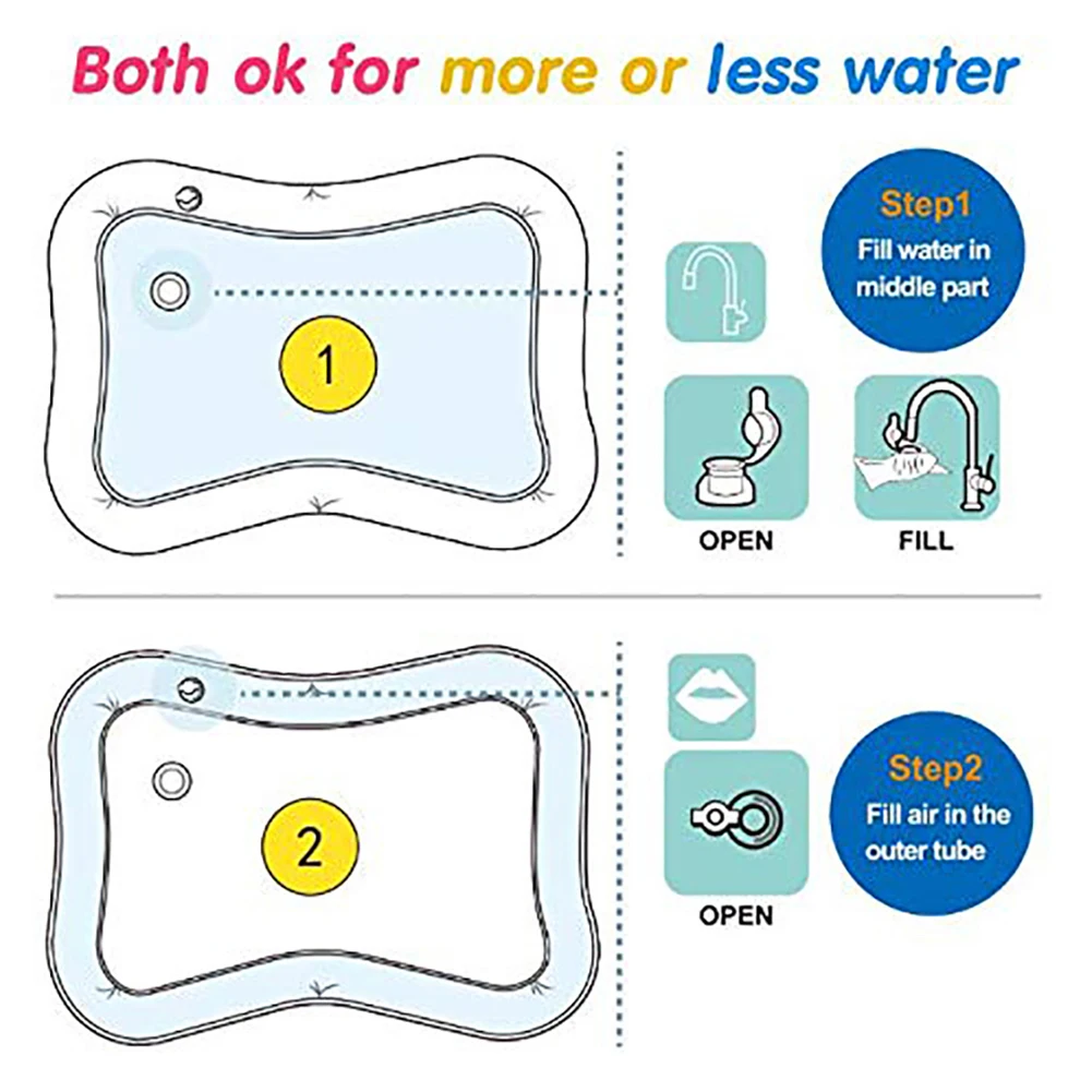 Baby Inflatable Tummy Water Padded Mat Aquarium Activity Center Cushion Toys Infant Play Mat Toddler Funny Pat Pad Toys