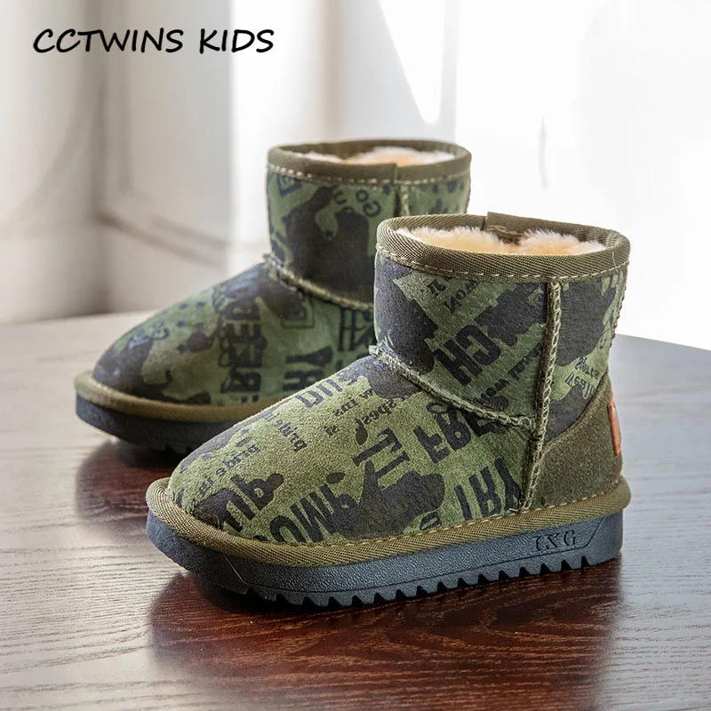 Зеленый CCTWINS/детская обувь; коллекция года; зимние детские полуботинки из натуральной кожи; брендовые зимние ботинки для маленьких мальчиков; модная теплая обувь для девочек; SNB146 - Цвет: Зеленый