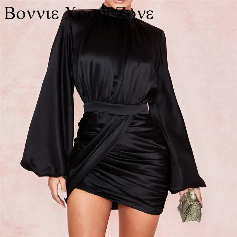 

Bodycon Bandage Party Dress Women Black Summer Autumn Dresses Club O Neck Long Sleeve Mini Sexy Dress Fashion Elegant
