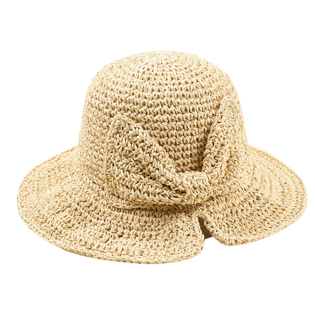 Модная Солнцезащитная шляпа с бантом Raffia, широкие свисающие поля, летние шляпы для женщин, Пляжная Панама, соломенный котелок, Панама, пляжная шляпа, Femme, Солнцезащитная шляпа# p4