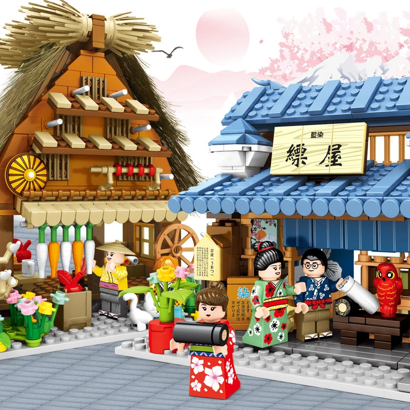 

Architecture Blocks 4 in 1 Mini City Street View Japanese Retail Store Building Bricks Set Creative Toys for Childiren Gifts