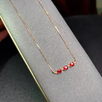 شراءShilovem 18k ارتفع الذهب الحقيقي الطبيعية روبي الأحجار الكريمة المعلقات مصنع النساء قلادة غرامة جديد هدية الكريسماس 3*4 مللي متر Dz0304616h