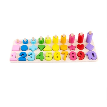 

Wooden Number Puzzle Sorting Montessori Toys Toddlers Shape Sorter Game Preschool Education Math Stacking Block Learning Wood To