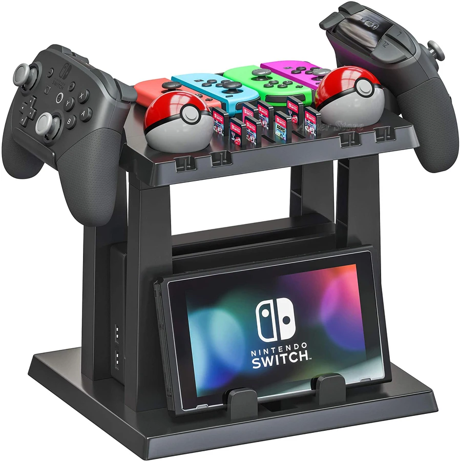 

Nintend Switch Console & Pokeball & Game Disc & Controller &TV Dock Storage Bracket Holder Tower for Nintendo Switch Accessories