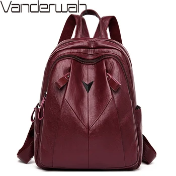

Multi-function Women Backpack High Quality Soft Leather Backpacks For Teenage Girls Shoulder Bag Travel Backpack mochilas mujer