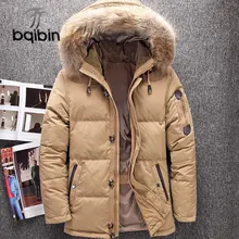 Зимние куртки на утином пуху с капюшоном из натурального меха, мужские теплые пуховики высокого качества, мужские повседневные зимние куртки-пуховики, Jk-633
