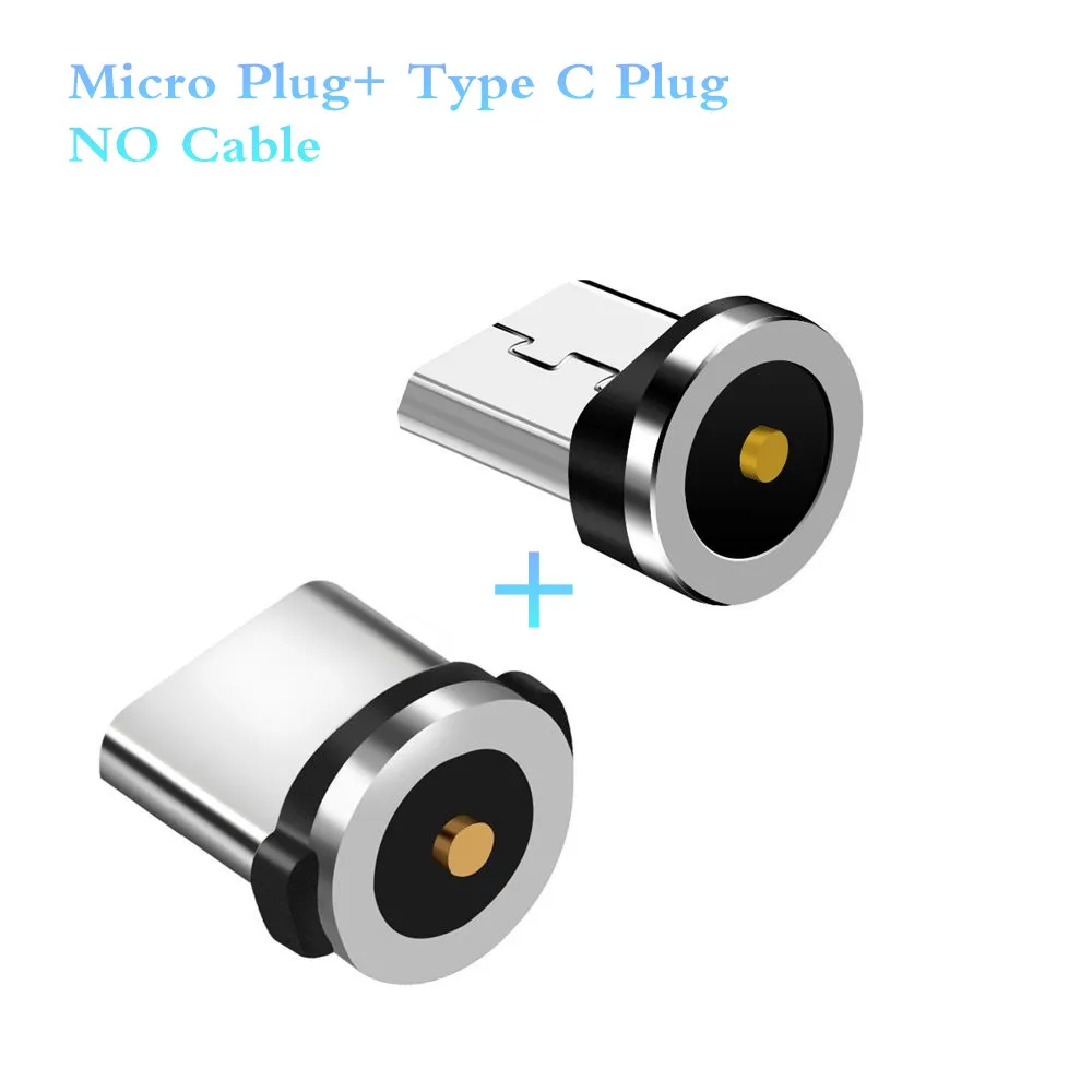 Магнитный кабель, штекер Micro usb type C, штекер кабеля, магнитная головка для iPhone 6, 7, XR, samsung, быстрая зарядка для iPhone, магнитный штекер - Цвет: TypeC And Micro Plug