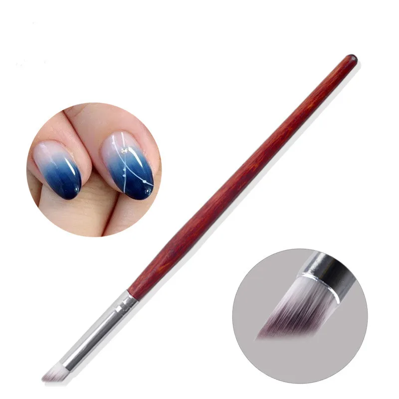 1Pc Nail Art Gradient Dizzy Dye Pen Brush Wood Handle Angled Tool Professional Gel Acrylic Dotting Redwood | Красота и здоровье